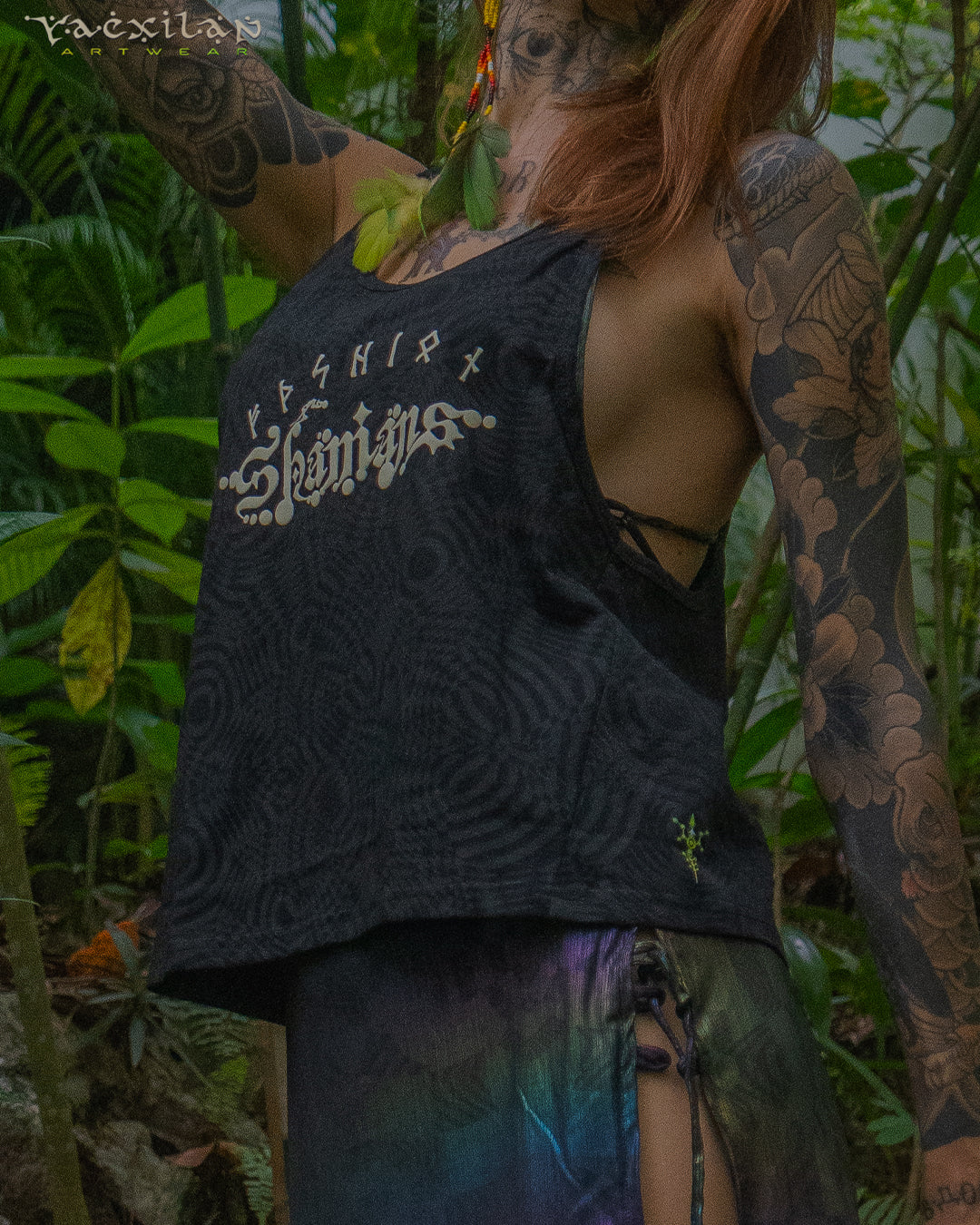 Tank Top Woman / Black Cotton Shinke - WIERD NOISES SHAMANS White